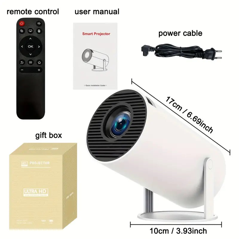 Smart 4K Projektor med WiFi & Bluetooth – Biokänsla upp till 130 tum